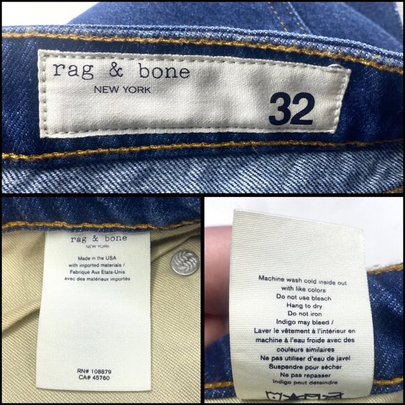 Rag & Bone Blue Denim Dre Low-Rise Frayed Hem Button Fly Shorts $165 Size 32 NEW - Picture 7 of 11